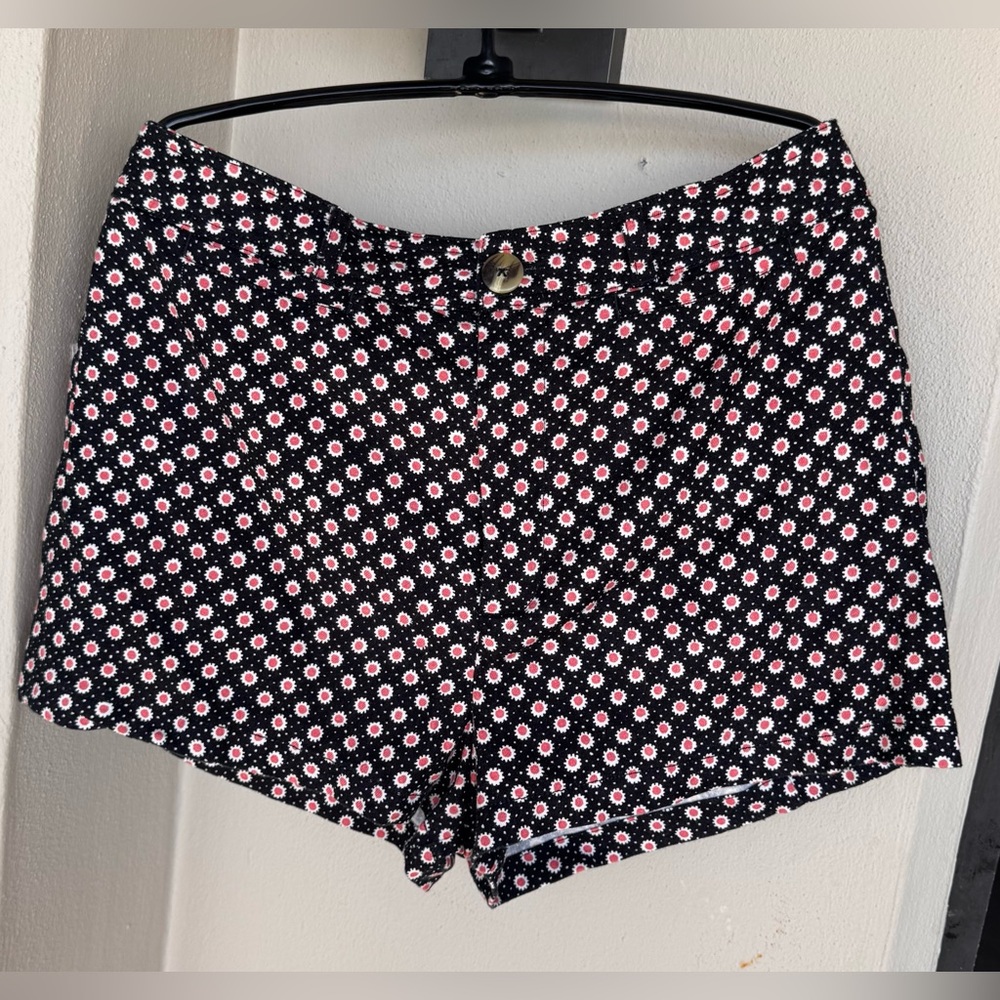 Maeve Anthropologie Women Ettie Shorts Linen Blend Black Pink/ White Floral 32*